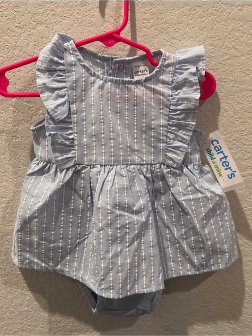 Carter's Light Blue and White Striped Ruffle Baby Dress